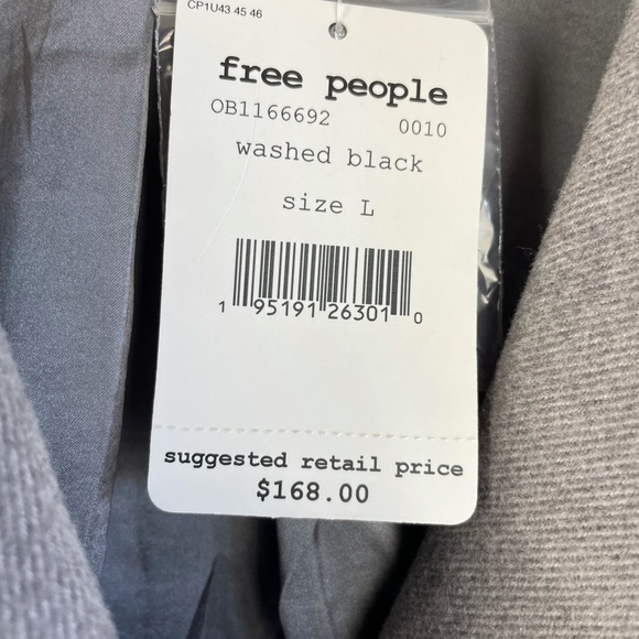 Free People Hannah Slouchy Blazer Jacket L W Black NWT - Picture 7 of 7